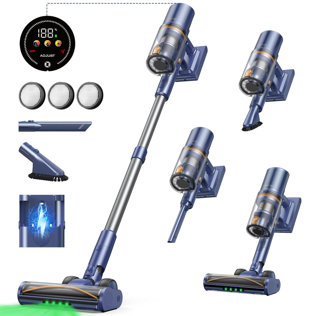 Laresar V11 650 W 75000 PA Ultrastarker Akku-Staubsauger, 90 Min lange Laufzeit, abnehmbarer Akku und intelligenter Display-Staubsauger